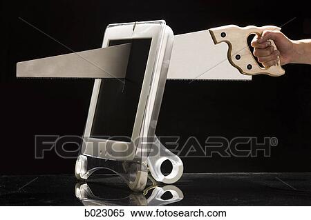 saw cutting a computer monitor View Large Photo Image Stock Photography - saw cutting a computer monitor. Fotosearch