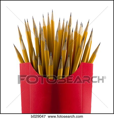 sharpened pencils in a french fry container View Large Photo Image Stock Photo - sharpened pencils in a french fry container. Fotosearch