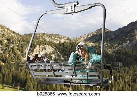skier on a ski lift during the summer View Large Photo Image Stock Photograph - skier on a ski lift during the summer. Fotosearch