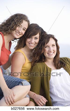 three girlfriends View Large Photo Image Stock Photograph - three girlfriends. Fotosearch