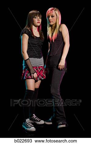 Stock Image - two rocker girls. Fotosearch