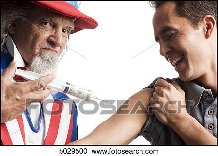 uncle sam giving a man an injection View Large Photo Image Stock Image - uncle sam giving a man an injection. Fotosearch