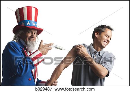 Stock Photo - uncle sam giving a man an injection. Fotosearch