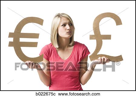 woman holding currency symbols View Large Photo Image Stock Image - woman holding currency symbols. Fotosearch