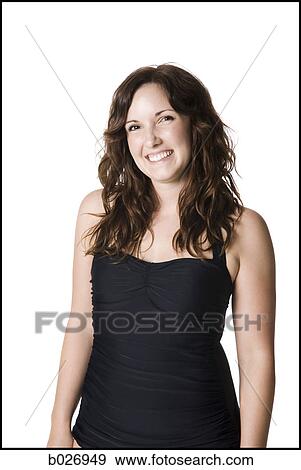 Stock Photo - woman in a black swimsuit. Fotosearch