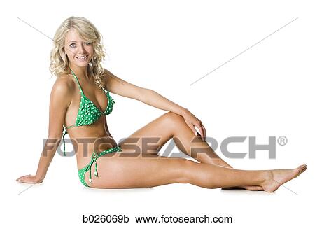 Stock Image - woman in a polka dot bikini. Fotosearch