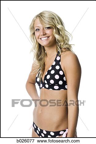 Stock Photo - woman in a polka dot bikini. Fotosearch