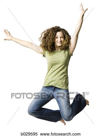 Stock Photography - woman jumping in the air. Fotosearch