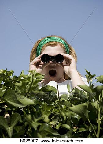 woman looking over a hedge with binoculars View Large Photo Image Stock Photo - woman looking over a hedge with binoculars. Fotosearch