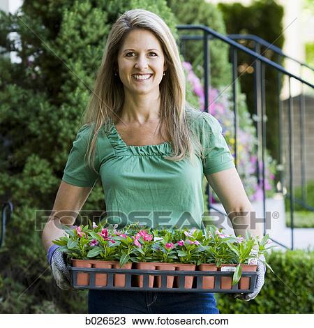 woman planting flowers in her garden View Large Photo Image Stock Image - woman planting flowers in her garden. Fotosearch