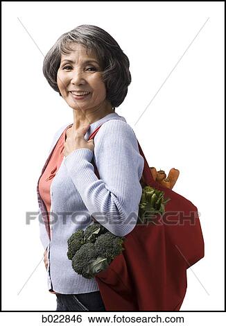 woman with a reusable grocery bag View Large Photo Image Stock Photograph - woman with a reusable grocery bag. Fotosearch