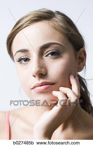 Stock Image - woman with brown hair. Fotosearch