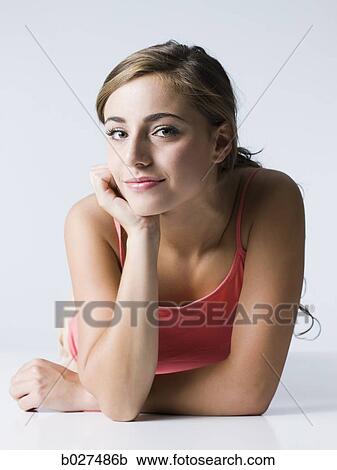 Stock Image - woman with brown hair. Fotosearch