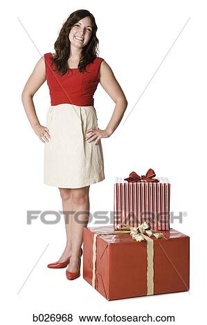 Stock Photo - woman with presents. Fotosearch