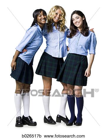 Stock Image - women wearing school girl outfits. Fotosearch