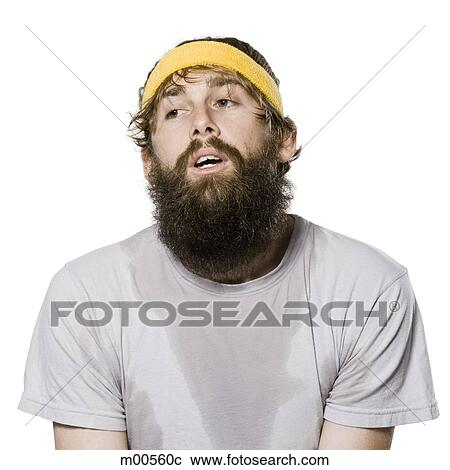 Stock Image - bearded man wearing a headband. Fotosearch