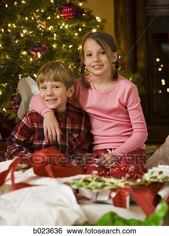brother and sister at christmas View Large Photo Image Stock Photograph - brother and sister at christmas. Fotosearch