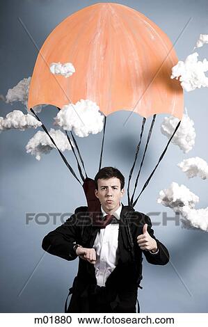 Stock Image - businessman parachuting. Fotosearch