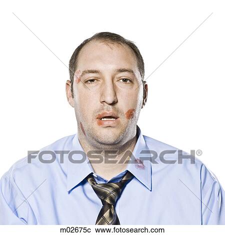 businessman with lipstick kiss marks all over his face View Large Photo Image Stock Image - businessman with lipstick kiss marks all over his face. Fotosearch