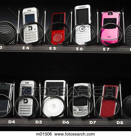 cell phones in a vending machine View Large Photo Image Stock Photograph - cell phones in a vending machine. Fotosearch