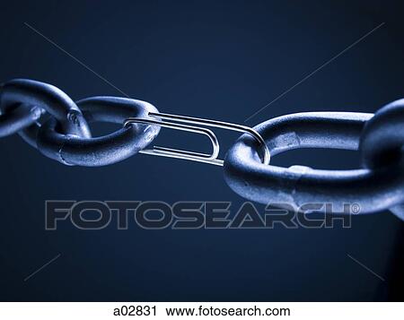 Chain linked with paper clip against blue background View Large Photo Image Stock Image - Chain linked with paper clip against blue background. Fotosearch