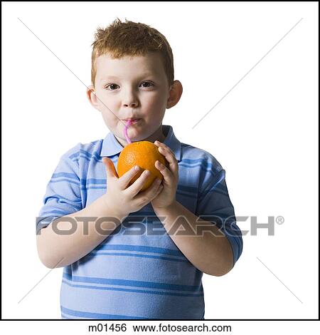 child drinking an orange with a straw in it View Large Photo Image Stock Photograph - child drinking an orange with a straw in it. Fotosearch