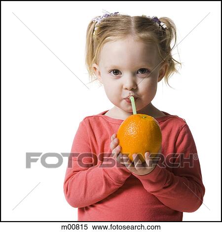child drinking an orange with a straw in it View Large Photo Image Stock Photography - child drinking an orange with a straw in it. Fotosearch