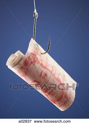 Fifty pounds banknote on hook, against blue background View Large Photo Image Stock Photo - Fifty pounds banknote on hook, against blue background. Fotosearch