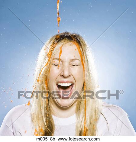 girl getting goo poured on her head View Large Photo Image Stock Image - girl getting goo poured on her head. Fotosearch