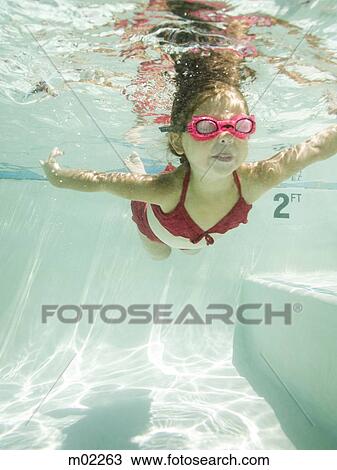 Stock Image - girl in a swimming pool. Fotosearch