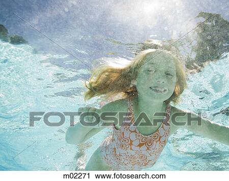 Stock Image - girl in a swimming pool. Fotosearch