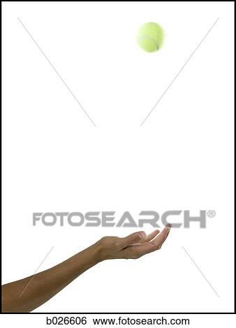 Stock Photograph - hand tossing a tennis ball. Fotosearch