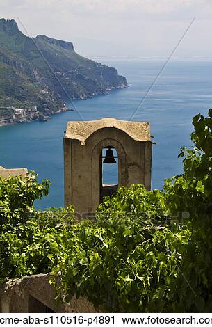 Italy, Amalfi Coast, Ravello, Bell tower with sea in background View Large Photo Image Stock Image - Italy, Amalfi Coast, Ravello, Bell tower with sea in background. Fotosearch