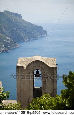 Italy, Amalfi Coast, Ravello, Bell tower with coastline in background View Large Photo Image Stock Photography - Italy, Amalfi Coast, Ravello, Bell tower with coastline in background. Fotosearch