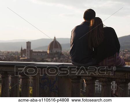 Italy, Florence, Couple overlooking city View Large Photo Image Stock Photo - Italy, Florence, Couple overlooking city. Fotosearch