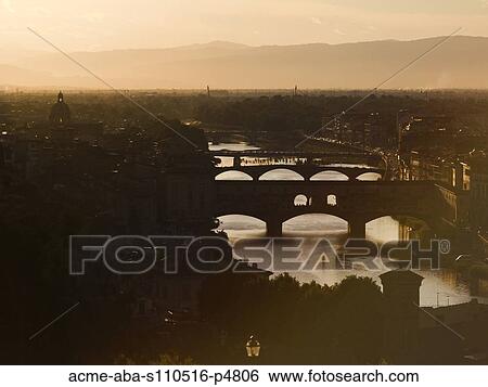 Italy, Florence, Ponte Vecchio and River Arno at sunset View Large Photo Image Stock Photograph - Italy, Florence, Ponte Vecchio and River Arno at sunset. Fotosearch