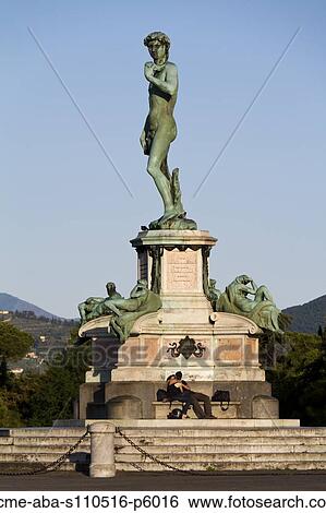 Stock Photograph - Italy, Florence, Statue of David on Piazzale Michelangelo. Fotosearch
