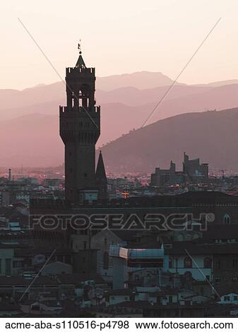 Italy, Florence, Towers in city at dusk View Large Photo Image Stock Photo - Italy, Florence, Towers in city at dusk. Fotosearch