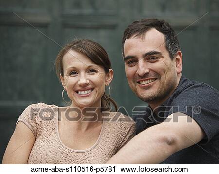 Stock Image - Italy, Ravello, Portrait of cheerful mature couple. Fotosearch