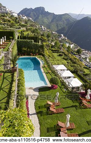 Italy, Ravello, Terrace with outdoor pool on hill View Large Photo Image Stock Photo - Italy, Ravello, Terrace with outdoor pool on hill. Fotosearch