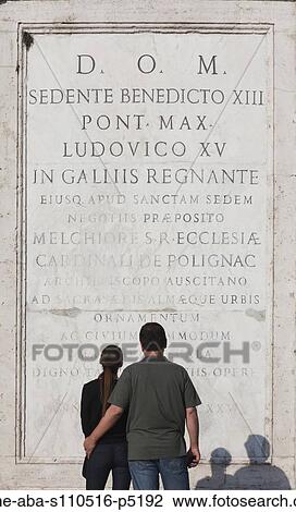 Italy, Rome, Spanish Steps, Rear view of couple standing in front of wall with latin inscriptions View Large Photo Image Stock Image - Italy, Rome, Spanish Steps, Rear view of couple standing in front of wall with latin inscriptions. Fotosearch