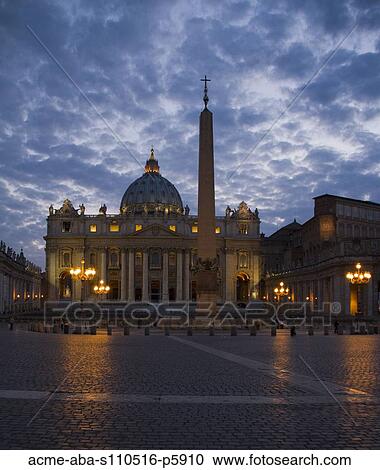 Italy, Rome, Vatican City, St. Peter's Basilica illuminated at dusk View Large Photo Image Stock Image - Italy, Rome, Vatican City, St. Peter's Basilica illuminated at dusk. Fotosearch