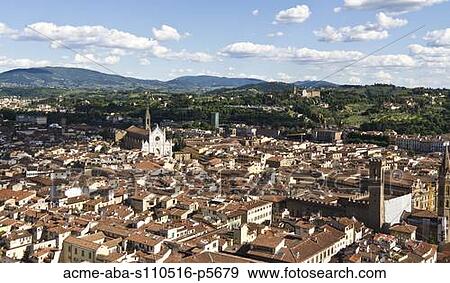 Italy, View of Florence with Church of Santa Croce View Large Photo Image Stock Photo - Italy, View of Florence with Church of Santa Croce. Fotosearch