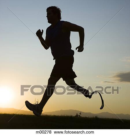 Stock Photo - jogger with a right below knee prosthetic running leg. Fotosearch
