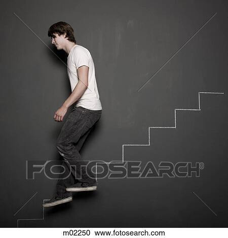 man climbing chalk stairs View Large Photo Image Stock Image - man climbing chalk stairs. Fotosearch