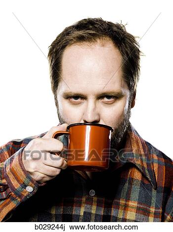 Stock Image - man drinking coffee. Fotosearch
