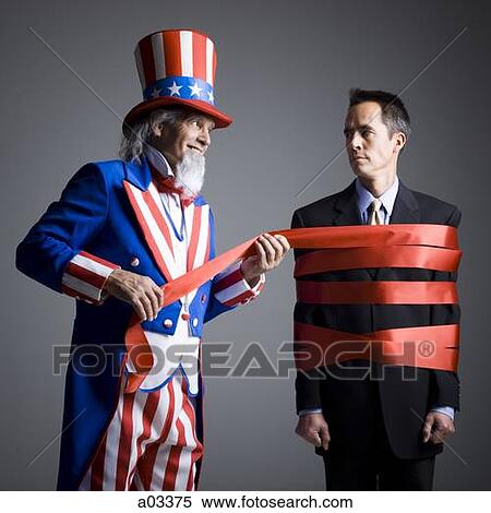 Man in Uncle Sam's costume wrapping other man with ribbon, studio shot View Large Photo Image Stock Photography - Man in Uncle Sam's costume wrapping other man with ribbon, studio shot. Fotosearch