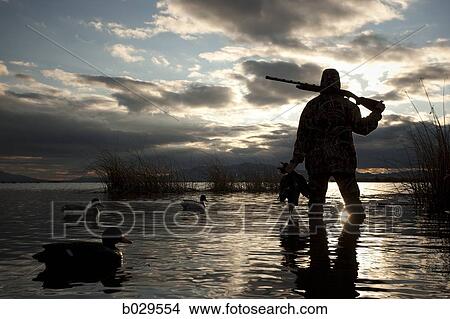 Picture - man out hunting. Fotosearch