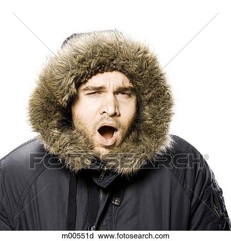 man wearing a winter coat with a fur trimmed hood View Large Photo Image Stock Image - man wearing a winter coat with a fur trimmed hood. Fotosearch