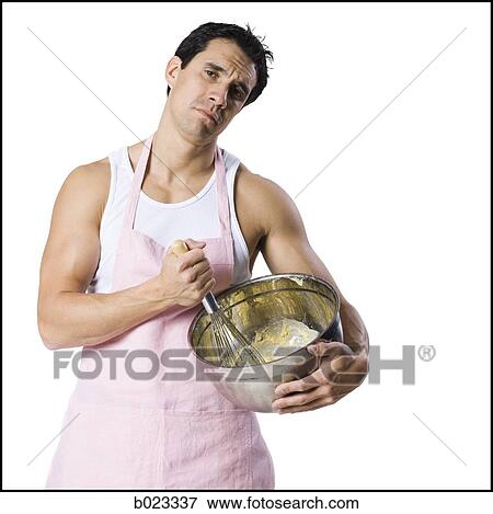Stock Photo - man with a mixing bowl. Fotosearch